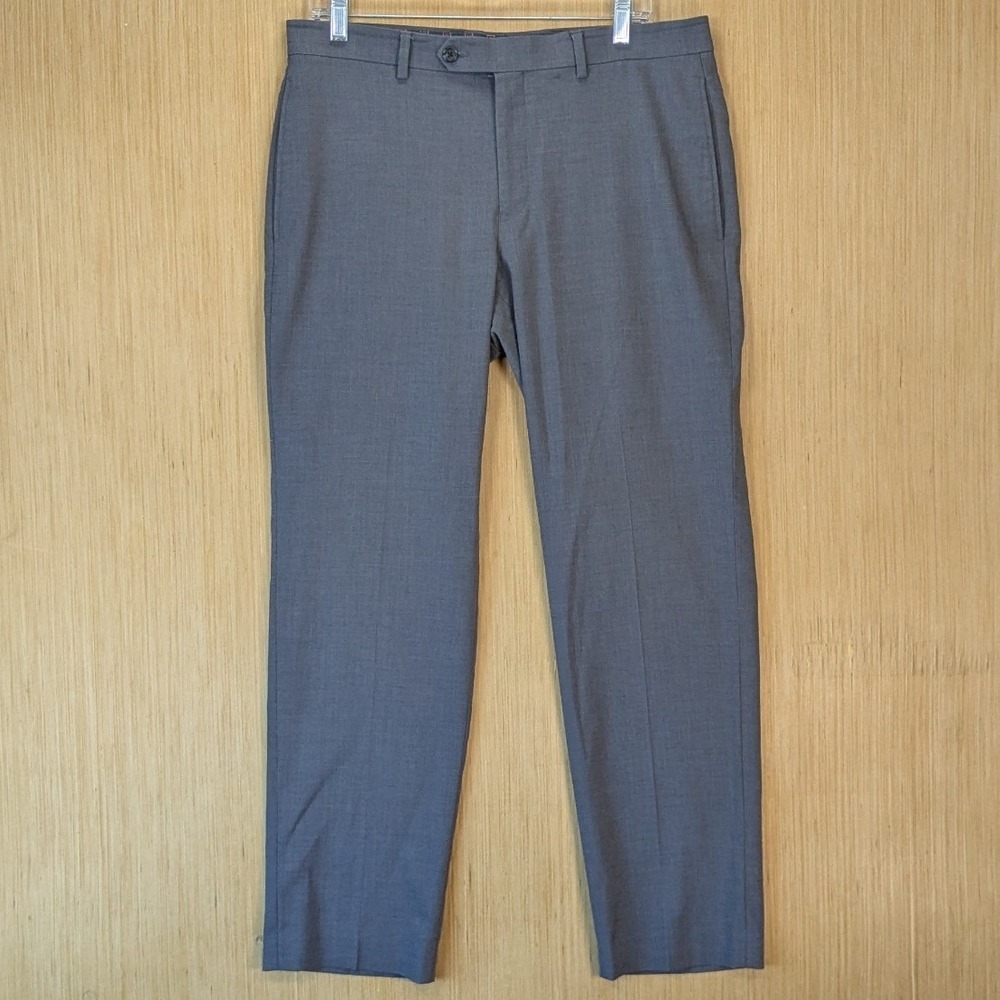 Lauren Ralph Lauren Mens Gray Dress Pants Formal Flat Front Stretch 33W x 30L